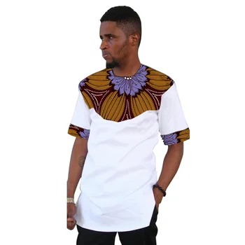 2020 Dashiki módne pánske Ankara oblečenie, krátke rukáv top shirt akcie nosiť muž patchwork biele košele