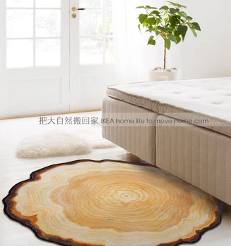 Natural Antique Wood Tree Annual Ring Round Environmental Carpet For Living Room Bedroom Study Room Tapis Non-slip Chair Mat Rug