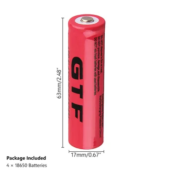 4Pcs Ukázal Top GTF 18650 Nabíjateľné Batérie 3,7 V 9800mAh Lítiová Batéria Pre Nabíjanie Li-ion Článková Baterka