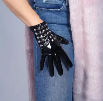 Ženské patent pu kožené dotykový displej punk štýl nit rukavice ženské módne kože tanec vodičské rukavice R2051