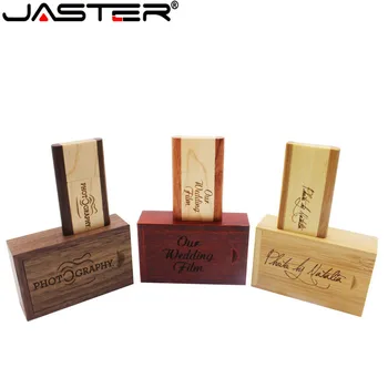 JASTER USB flash disk tvorivé Drevené námestie otáčania USB 2.0, 4 GB 8 GB 16 GB 32 GB, 64 GB USB & drevenej KRABICI nad 10pcs zadarmo logo
