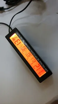 LCD Displej Napätie Batérie Teplota Monitor Merač 3 v 1 Auto Odolný Digitálny Auta Hodiny Teplomer