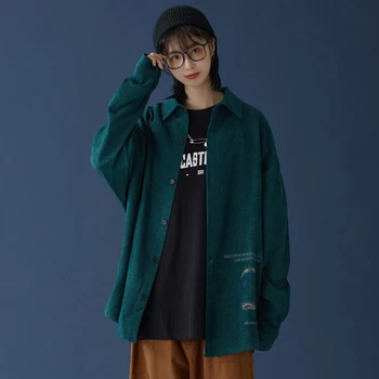 Dámske Flanelové Blúzky a Topy Nadrozmerné Oblečenie Košele pre Ženy Harajuku Streetwear Plus Veľkosť Tlačidlo Blúzka s Tlačené Písmeno