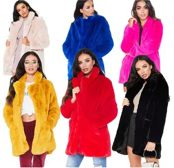 Doprava zadarmo 2020 Nové Vysoko kvalitné ženy Módy sexy dlhé kabáty Ženy Značky zimné bradavice Kožušiny Voľné náter farbou bunda