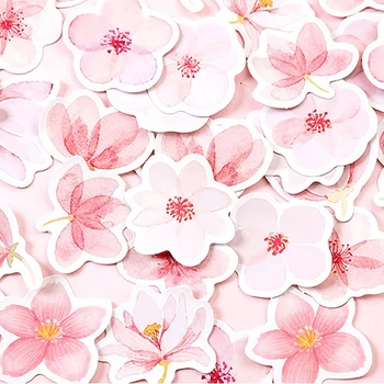 45pcs/pack Sakura Cherry Slová Bullet Vestník Dekoratívne Samolepky Samolepiace Nálepky DIY Dekorácie Denník Nálepky na kancelárske potreby