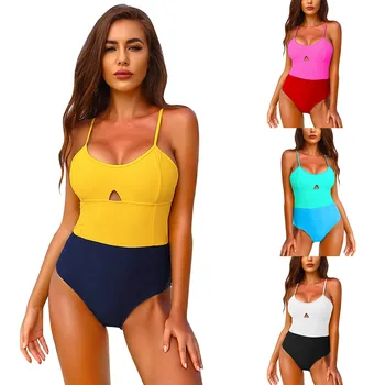 2020 Nový Štýl Plaviek Populárne Sexy Farbou Šitie Konzervatívny Jeden Kus Plávanie Oblek Žena Európy a Ameriky