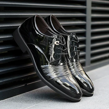 Pánske šaty topánky kožené šnurovacie klasické čierne elegantné topánky muž jar & jeseň obuv, svadobné alebo office formálne topánky pre mužov
