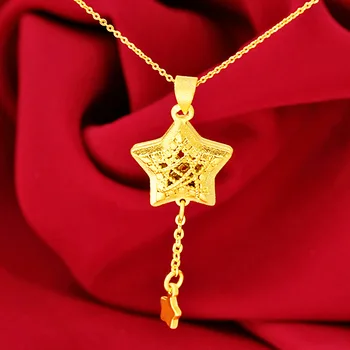 24k zlata, päť-špicaté hviezdy náhrdelník žena plná diamantov s krátkym reťazcom náhrdelník temperament sto zodpovedajúce príslušenstvo