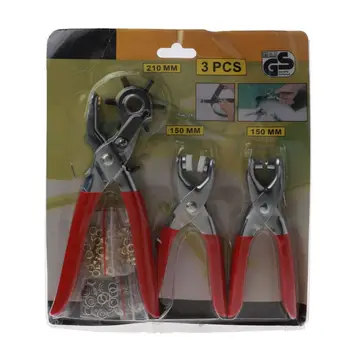 3ks Kožený Opasok Otvor Punč Plier Očko a Snap Nastavenie Kliešte Ručné Puncher Tool Kit Obsahuje 100 Očko a 100 Modul