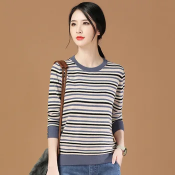 Dámske oblečenie nový príchod okolo krku prekladané dna sveter pre žien jeseň dlhý rukáv Pulóver kórejský veľké veľkosť M L XL