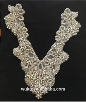 Off-biele vlákna bling bling dekoratívne fahion tvaru náhrdelník golier nášivka