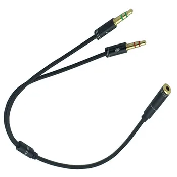 FFYY-AUX 3,5 mm Audio Mic Splitter Kábel Žena na 2 Samec konektor pre Slúchadlá a Mikrofón, Adaptér