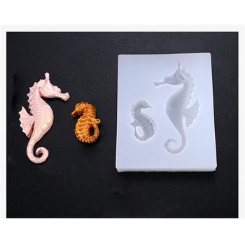 DoreenBeads Módne Tichom Série Silikónové Živice Škatuľky Na Šperky, Takže Seahorse Zvierat z morských Rias Bielej Farby Pre HOBBY Náradie,1 PC