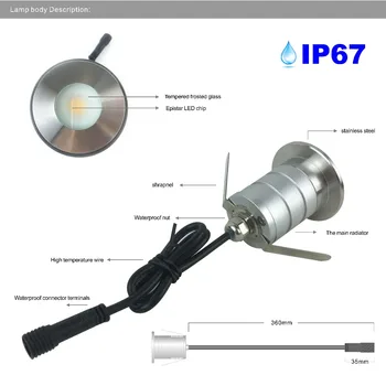 IP67 12V 24V 3W KLASU Vodotesné Mini LED Podzemné Svetlo Pochovaný Lampa Garden Zem Svetlo Zapustené Podlažie Poschodie Mieste Paver Svetlo