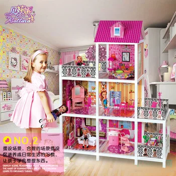 Bertingna Veľkú Hlavu Dievča Bábiku Villa Doll House Set Veľké Darčekovej Krabičke