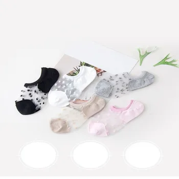 5 Pair/Pack Čipky Oka Sieťovina Ponožky Dievča Ponožky Transparentné Úsek Pružnosť Členok Čistý Priadza Tenké Ženy Ponožky Calcetines Mujer