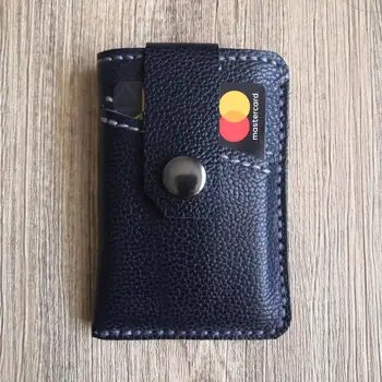 Кожаный кошелек с тонким передним карманом для мужчин и женщин, держатель для карт ручной работы из натуральной кожи, до 8 карт