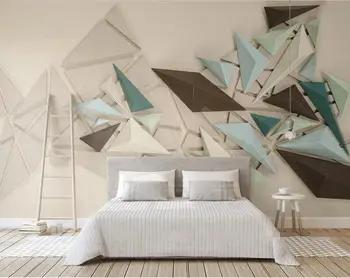 XUE SU Veľkú zákazku nástennú maľbu, tapety 3d troch-dimenzionální trojuholníkové béžová handričkou šitie Nordic TV pozadí na stenu