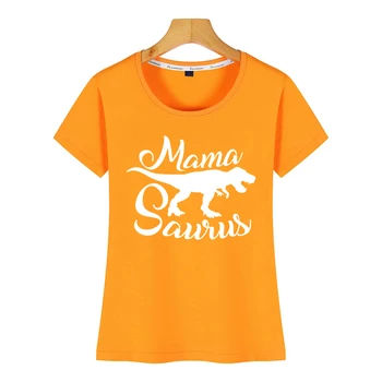 Topy T Shirt Ženy Mama Saurus Zodpovedajúce Dinosaura Rodinné Darčeky Dámske Voľné Fit Kawaii Nápisy Bavlna Žena Tričko