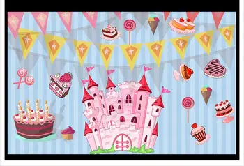 Customzed 3d tapety 3d deti tapety Sen hrad narodeninovú tortu TV nastavenie sieťovej detská izba