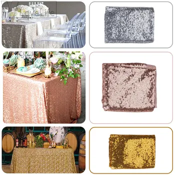 1PC 100x150cm/120x180cm Iskrivý Rose Gold Sequin Obrus Textílie Pre Svadobné Party Vianočné Podujatie Stolové Dekorácie