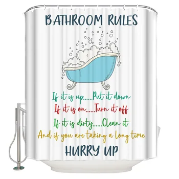 Kúpeľňa Pravidlá Farebné Textové Vaňou Nepremokavé Sprchový Záves Domáce Dekorácie Sprchový Záves Kúpeľňových Doplnkov