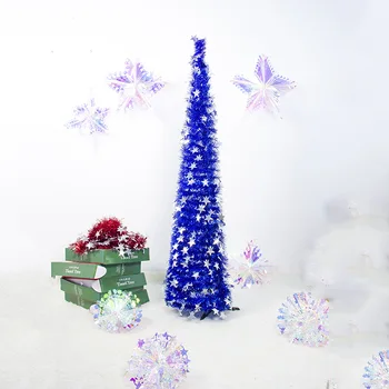 1.2 m Vianočný Stromček Päť-špicaté Hviezdy Vianočný Stromček Nový Rok Vianočné Dekorácie, 5 Farby Skladacia Umelý Strom so Stojanom