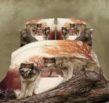 3D Obliečky Vlk Tiger, Leopard, Lev Panda Kvet 4pcs posteľná bielizeň Sady Kráľ Alebo Kráľovná Reaktívne Tlač Vianočné oslavy 45