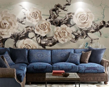 Beibehang Vlastnú tapetu troch-dimenzionální plastický staroveký strom, kvet squid obývacia izba pozadí stien, maľby, 3d tapety