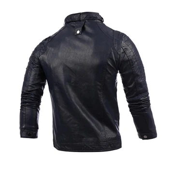 Mužov Cool, Multi-Vrecko Slim Zip Kabát Faux Kožené Motocykel Biker Jacket