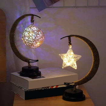 Led hviezdy ratan loptu svetlá detí, narodeniny, darček, Vianoce, Domáce Dekorácie Stola Svetla batérie USB kovaného železa nočné lampy