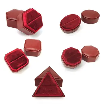 Hexagon Velvet Krúžok Nosič Box - Premium Nádherné Vintage Jeden Krúžok Displej Držiak s Odnímateľným Vekom pre Návrh Zapojenia