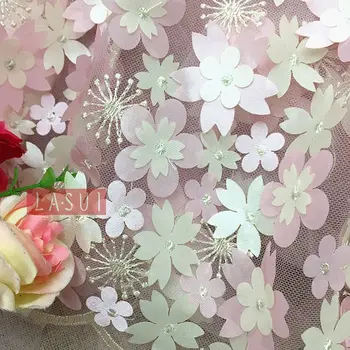 Nový ružovej a marhuľovej mix 1.35 m Úplný obraz 3D Vyšívané Biela Umiestnenie čipky Svadobné šaty