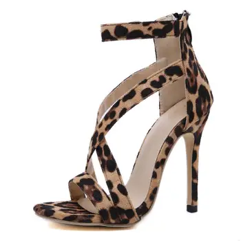 ELVIRAS Módne leopard dámy sandále strany, svadobné topánky, dámske topánky na vysokom podpätku sandále s remienkami sexy dámy vysoké podpätky