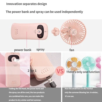 Ručné Skladanie Batérie Prenosné Vodou Spray Mist Ventilátor Elektrický USB Nabíjateľné Ručné Zvlhčovač Vzduchu pre Vonkajšie