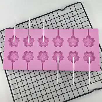12-Dutiny DIY Cherry Blossom Tvar 3D Silikónové Lízatko Plesní, Cukrovinky, Čokoláda Gummy Fondant Plesne Mydlo Pečenie, Pečenie Nástroje