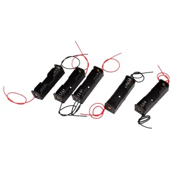 5 ks 1 x 1,5 V AA Dual Kábel Batérie Držiak Plastový kufrík Úložný Box Čierna + Červená
