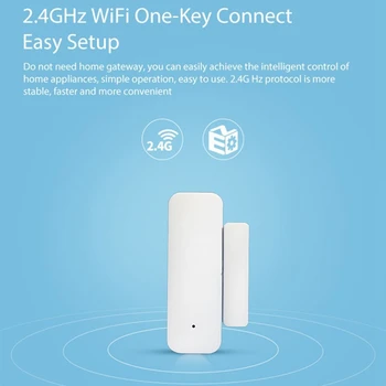 SHGO HOT-Tuya Smart WiFi Senzor Dverí Dvere Otvorené / Zatvorené Kompatibilné Detektory Pracuje s Alexa Domovská stránka Google IFTTT Tuya APP