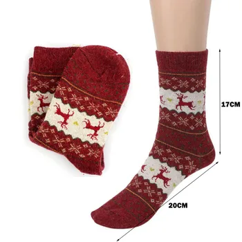 Ženy Zimné Ponožky Vianočný Darček Teplé Vlnené Ponožky Snowflake Jeleň Pohodlné