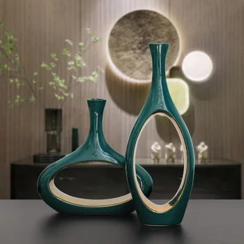 Moderné Keramické Vázy Obývacia Izba Office Desktop Kvet Usporiadanie Nádoby Umenie Vázy Dekor Svadobné Vázy pre Stolové Dekorácie