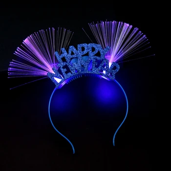 Ženy, Dievčatá, Krásne LED Optický Ucho Vlasy Hoop Lesk Šťastný Nový Rok Písmená Nášivka Blikajúce Svetlo hlavový most Vianočný Večierok
