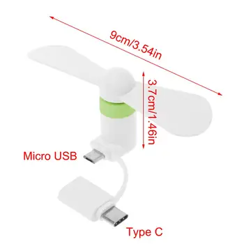 Mini Jednoduché a ľahké prenášanie 2v1 Typu C, Micro USB, Mini Ventilátor Chladiča pre Samsung Xiao Huawei HTC Mobilný Telefón