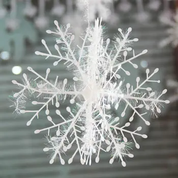 Nové Ozdoby na Vianočný Stromček - 6PC snehové Vločky - Okno Ornament Visí Dekor Biela