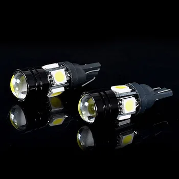 2 ks/PackT10 Auto LED Auto Signál Lampa 5W-12V Žiarovky S Bifocal Objektív Biele Svetlo Hot Predaj Auto Príslušenstva Vysokej Kvality