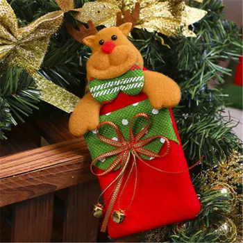 Vianočné Dekorácie Červená Non-Tkané Skladovanie Darčeková Taška Bell Detí, Darček Taška Vianočný Stromček Prívesok