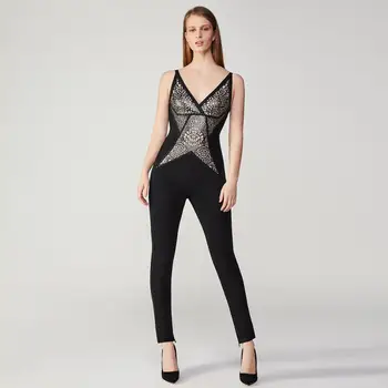 Lyer 2019 Nové kvalitné Európske a Americké sexy štíhla tvaru bez rukávov a backless nohu nohavice hodváb hodvábny jumpsuit