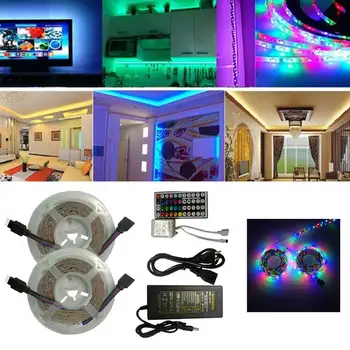 5m 20m Non Nepremokavé Domov Pásky Strana Bezpečné LED Pásy Svetla, Farby RGB Flexibilné, S 44Keys Radič DIY Dekorácie