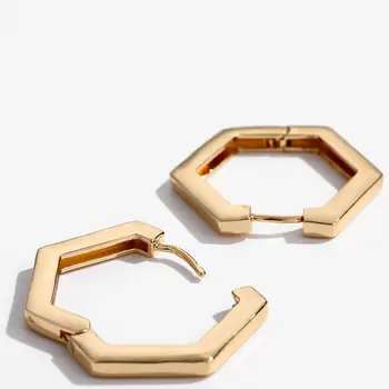 30 mm Šesťhran Huggies Náušnice Zlaté Á Mosadz Šperky Duté Geometrické Hoop Náušnice pre Ženy Elegantný Minimalistický Šperky