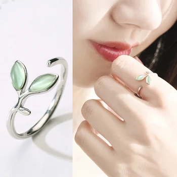 Predaj kórejský Štýl Nádherné Zadarmo Veľkosť Nastaviteľné Zliatiny Listy Puky Otvoriť Prstene pre Ženy Módne Šperky Leaf Prst Prsteň Dary