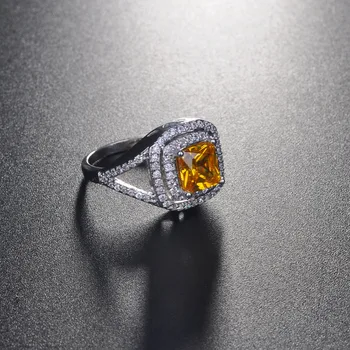 HIBRIDE Nové Žltá Farba Námestie Cubic Zirconia Snubné Prstene Pre Ženy, Svadobné Šperky Veľkoobchodná Cena R-254